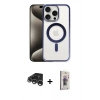 MARSİLYAN™- iPhone 15 Pro Max Kılıf Siluet Çizgi Serisi - Siyah Bilvis 3D Cam Ekran Koruyucu + Raze Metal Kamera Lens - GS