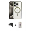 MARSİLYAN™- iPhone 15 Pro Max Kılıf Siluet Çizgi Serisi - Siyah Bilvis 3D Cam Ekran Koruyucu + Raze Metal Kamera Lens - GS