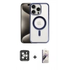 MARSİLYAN™- iPhone 15 Pro Max Kılıf Siluet Çizgi Serisi - Siyah Bilvis 3D Mat Cam Ekran Koruyucu + PVD Metal Kamera Lens - GI