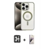 MARSİLYAN™- iPhone 15 Pro Max Kılıf Siluet Çizgi Serisi - Siyah Bilvis 3D Mat Cam Ekran Koruyucu + PVD Metal Kamera Lens - GI