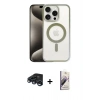 MARSİLYAN™- iPhone 15 Pro Max Kılıf Siluet Çizgi Serisi - Siyah Bilvis 3D Mat Cam Ekran Koruyucu + Raze Metal Kamera Lens - LT