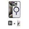 MARSİLYAN™- iPhone 15 Pro Max Kılıf Siluet Çizgi Serisi - Siyah Bilvis 3D Mat Cam Ekran Koruyucu + PVD Metal Kamera Lens - SH