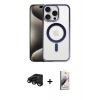 MARSİLYAN™- iPhone 15 Pro Max Kılıf Siluet Çizgi Serisi - Siyah Bilvis 3D Mat Cam Ekran Koruyucu + Raze Metal Kamera Lens - SH