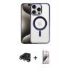 MARSİLYAN™- iPhone 15 Pro Max Kılıf Siluet Çizgi Serisi - Siyah Bilvis 3D Mat Cam Ekran Koruyucu + Raze Metal Kamera Lens - TMGI