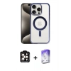 MARSİLYAN™- iPhone 15 Pro Max Kılıf Siluet Çizgi Serisi - Siyah Bilvis 5in1 3D Magic Cam Ekran Koruyucu + PVD Metal Kamera Lens - TU