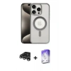 MARSİLYAN™- iPhone 15 Pro Max Kılıf Siluet Çizgi Serisi - Siyah Bilvis 5in1 3D Magic Cam Ekran Koruyucu + Raze Metal Kamera Lens - GS