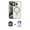 MARSİLYAN™- iPhone 15 Pro Max Kılıf Siluet Çizgi Serisi - Siyah Bilvis 5in1 3D Magic Cam Ekran Koruyucu + PVD Metal Kamera Lens - TU