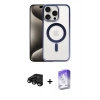 MARSİLYAN™- iPhone 15 Pro Max Kılıf Siluet Çizgi Serisi - Siyah Bilvis 5in1 3D Magic Cam Ekran Koruyucu + Raze Metal Kamera Lens - SH