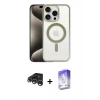 MARSİLYAN™- iPhone 15 Pro Max Kılıf Siluet Çizgi Serisi - Siyah Bilvis 5in1 3D Magic Cam Ekran Koruyucu + Raze Metal Kamera Lens - GS