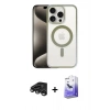 MARSİLYAN™- iPhone 15 Pro Max Kılıf Siluet Çizgi Serisi - Siyah Bilvis 5in1 5D Magic Hayalet Cam Ekran Koruyucu + Raze Metal Kamera Lens - TMGI