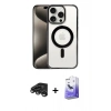 MARSİLYAN™- iPhone 15 Pro Max Kılıf Siluet Çizgi Serisi - Siyah Bilvis 5in1 5D Magic Hayalet Cam Ekran Koruyucu + Raze Metal Kamera Lens - TMGI