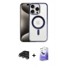 MARSİLYAN™- iPhone 15 Pro Max Kılıf Siluet Çizgi Serisi - Siyah Bilvis 5in1 5D Magic Hayalet Cam Ekran Koruyucu + Raze Metal Kamera Lens - TMGI