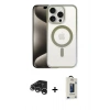 MARSİLYAN™- iPhone 15 Pro Max Kılıf Siluet Çizgi Serisi - Siyah Bilvis Hayalet Cam Ekran Koruyucu + Raze Metal Kamera Lens - GS