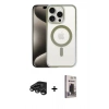 MARSİLYAN™- iPhone 15 Pro Max Kılıf Siluet Çizgi Serisi - Siyah Bilvis Hayalet Cam Ekran Koruyucu + Raze Metal Kamera Lens - TMGI