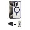 MARSİLYAN™- iPhone 15 Pro Max Kılıf Siluet Çizgi Serisi - Siyah Bilvis Hayalet Cam Ekran Koruyucu + Raze Metal Kamera Lens - LT