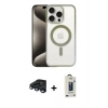 MARSİLYAN™- iPhone 15 Pro Max Kılıf Siluet Çizgi Serisi - Siyah Bilvis Hayalet Cam Ekran Koruyucu + Raze Metal Kamera Lens - LT