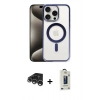 MARSİLYAN™- iPhone 15 Pro Max Kılıf Siluet Çizgi Serisi - Siyah Bilvis Hayalet Cam Ekran Koruyucu + Raze Metal Kamera Lens - GS