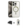 MARSİLYAN™- iPhone 15 Pro Max Kılıf Siluet Çizgi Serisi - Siyah Bilvis Hayalet Cam Ekran Koruyucu + Raze Metal Kamera Lens - TMGI