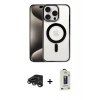MARSİLYAN™- iPhone 15 Pro Max Kılıf Siluet Çizgi Serisi - Siyah Bilvis Hayalet Cam Ekran Koruyucu + Raze Metal Kamera Lens - TMGI