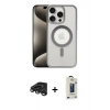 MARSİLYAN™- iPhone 15 Pro Max Kılıf Siluet Çizgi Serisi - Siyah Bilvis Hayalet Cam Ekran Koruyucu + Raze Metal Kamera Lens - TMGI
