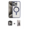 MARSİLYAN™- iPhone 15 Pro Max Kılıf Siluet Çizgi Serisi - Siyah Bilvis Hayalet Cam Ekran Koruyucu + PVD Metal Kamera Lens - TU