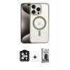 MARSİLYAN™- iPhone 15 Pro Max Kılıf Siluet Çizgi Serisi - Siyah Bilvis Hayalet Cam Ekran Koruyucu + PVD Metal Kamera Lens - TU