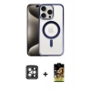 MARSİLYAN™- iPhone 15 Pro Max Kılıf Siluet Çizgi Serisi - Siyah Buffer Cam Ekran Koruyucu + PVD Metal Kamera Lens - GI