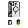 MARSİLYAN™- iPhone 15 Pro Max Kılıf Siluet Çizgi Serisi - Siyah Buffer Cam Ekran Koruyucu + PVD Metal Kamera Lens - TU