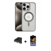 MARSİLYAN™- iPhone 15 Pro Max Kılıf Siluet Çizgi Serisi - Siyah Buffer Hayalet Cam Ekran Koruyucu + Raze Metal Kamera Lens - GS