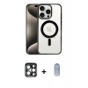 MARSİLYAN™- iPhone 15 Pro Max Kılıf Siluet Çizgi Serisi - Siyah Joko Magic 5D Cam + PVD Metal Kamera Lens - LT