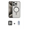 MARSİLYAN™- iPhone 15 Pro Max Kılıf Siluet Çizgi Serisi - Siyah Joko Magic 5D Cam + PVD Metal Kamera Lens - GI