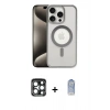 MARSİLYAN™- iPhone 15 Pro Max Kılıf Siluet Çizgi Serisi - Siyah Joko Magic 5D Cam + PVD Metal Kamera Lens - LT