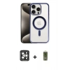 MARSİLYAN™- iPhone 15 Pro Max Kılıf Siluet Çizgi Serisi - Siyah Joko Magic 5D Hayalet Cam + PVD Metal Kamera Lens - GI