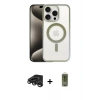 MARSİLYAN™- iPhone 15 Pro Max Kılıf Siluet Çizgi Serisi - Siyah Joko Magic 5D Hayalet Cam + Raze Metal Kamera Lens - TMGI