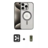 MARSİLYAN™- iPhone 15 Pro Max Kılıf Siluet Çizgi Serisi - Siyah Joko Magic 5D Hayalet Cam + Siyah PVD Metal Kamera Lens