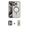 MARSİLYAN™- iPhone 15 Pro Max Kılıf Siluet Çizgi Serisi - Siyah Polymer Nano Ekran Koruyucu + PVD Metal Kamera Lens - LT