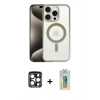 MARSİLYAN™- iPhone 15 Pro Max Kılıf Siluet Çizgi Serisi - Siyah Polymer Nano Ekran Koruyucu + PVD Metal Kamera Lens - LT