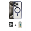 MARSİLYAN™- iPhone 15 Pro Max Kılıf Siluet Çizgi Serisi - Siyah Polymer Nano Ekran Koruyucu + PVD Metal Kamera Lens - LT