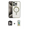 MARSİLYAN™- iPhone 15 Pro Max Kılıf Siluet Çizgi Serisi - Siyah Polymer Nano Ekran Koruyucu + PVD Metal Kamera Lens - TU