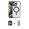 MARSİLYAN™- iPhone 15 Pro Max Kılıf Siluet Çizgi Serisi - Siyah Polymer Nano Ekran Koruyucu + PVD Metal Kamera Lens - TU