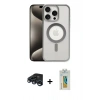 MARSİLYAN™- iPhone 15 Pro Max Kılıf Siluet Çizgi Serisi - Siyah Polymer Nano Ekran Koruyucu + Raze Metal Kamera Lens - LT