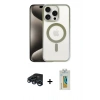 MARSİLYAN™- iPhone 15 Pro Max Kılıf Siluet Çizgi Serisi - Siyah Polymer Nano Ekran Koruyucu + Raze Metal Kamera Lens - LT