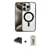 MARSİLYAN™- iPhone 15 Pro Max Kılıf Siluet Çizgi Serisi - Siyah Polymer Nano Ekran Koruyucu + Raze Metal Kamera Lens - GS