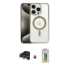 MARSİLYAN™- iPhone 15 Pro Max Kılıf Siluet Çizgi Serisi - Siyah Polymer Nano Ekran Koruyucu + Raze Metal Kamera Lens - GS