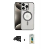 MARSİLYAN™- iPhone 15 Pro Max Kılıf Siluet Çizgi Serisi - Siyah Polymer Nano Ekran Koruyucu + Raze Metal Kamera Lens - GS