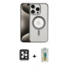 MARSİLYAN™- iPhone 15 Pro Max Kılıf Siluet Çizgi Serisi - Siyah Polymer Nano Ekran Koruyucu + PVD Metal Kamera Lens - SH