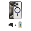 MARSİLYAN™- iPhone 15 Pro Max Kılıf Siluet Çizgi Serisi - Siyah Polymer Nano Ekran Koruyucu + Raze Metal Kamera Lens - SH