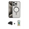 MARSİLYAN™- iPhone 15 Pro Max Kılıf Siluet Çizgi Serisi - Siyah Polymer Nano Ekran Koruyucu + Raze Metal Kamera Lens - SH