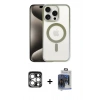 MARSİLYAN™- iPhone 15 Pro Max Kılıf Siluet Çizgi Serisi - Siyah Vanessa Magic Cam + PVD Metal Kamera Lens - GS