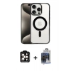 MARSİLYAN™- iPhone 15 Pro Max Kılıf Siluet Çizgi Serisi - Siyah Vanessa Magic Cam + PVD Metal Kamera Lens - TU